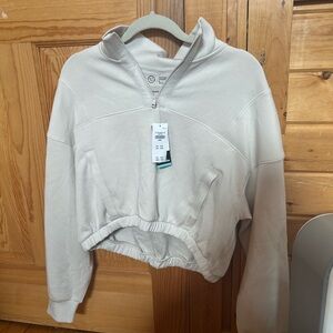 Gilly Hicks Tan Crop Sweatshirt Long Sleeve Relaxed